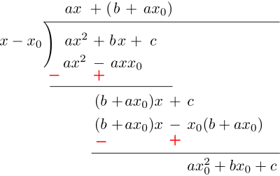 Dividing the quadratic expression by a linear factor