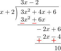 3x²+4x+6 divided by x+2